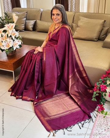 EE-Y04647 Purple Rawsilk Sari