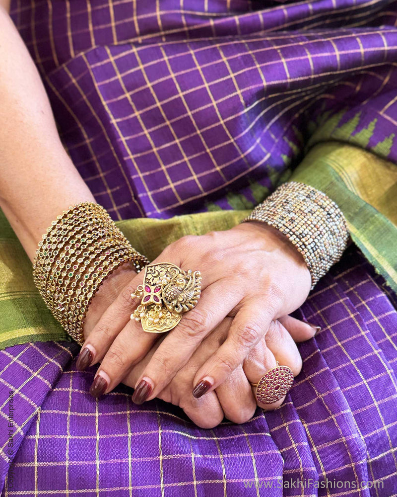 EE-Y04659 Purple Green Rawsilk sari