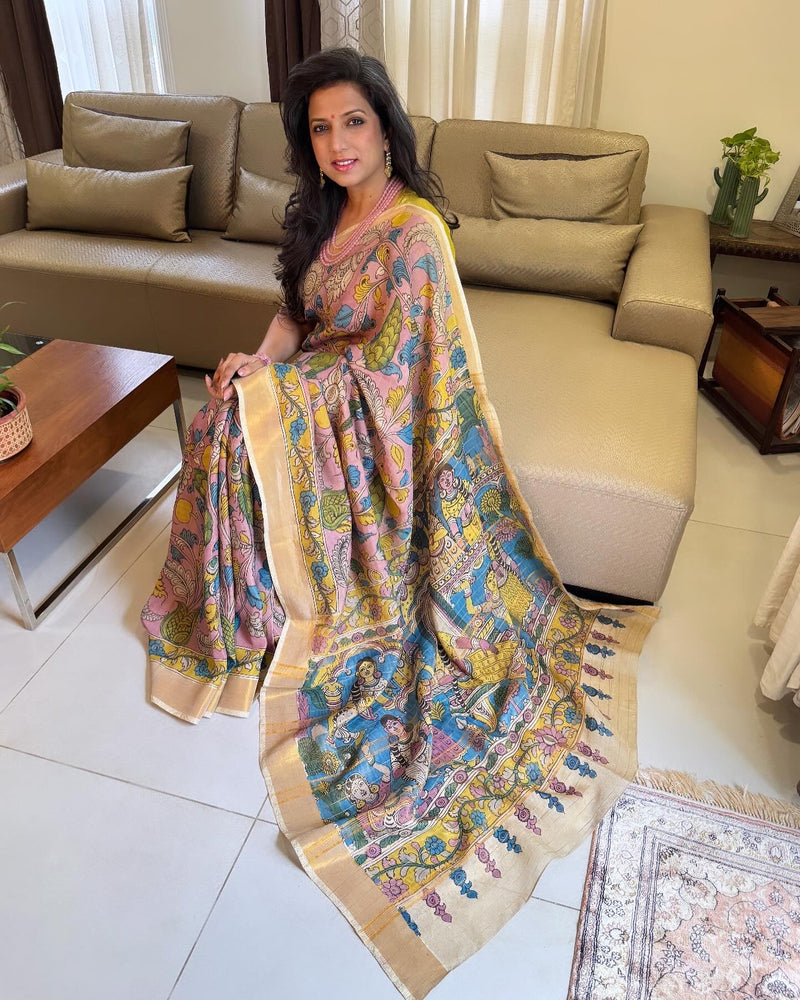 EE-X00818 Kalamkari Tissue Tussar Silk