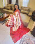 EE-W13992 Red Printed Tussar