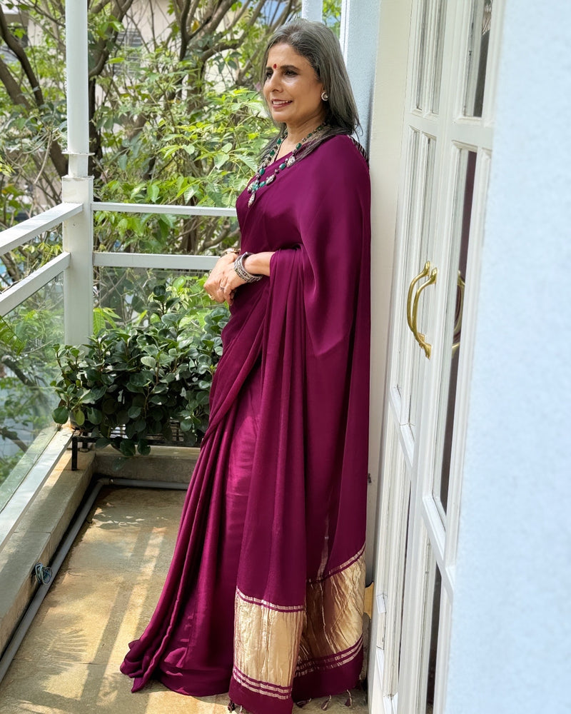EE-X01236 Plum Modal Saree