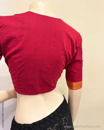BL-Y25508R Red Mangalgiri Blouse