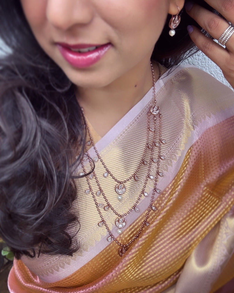 EE-X02946 Pink Gold Tissue Saree
