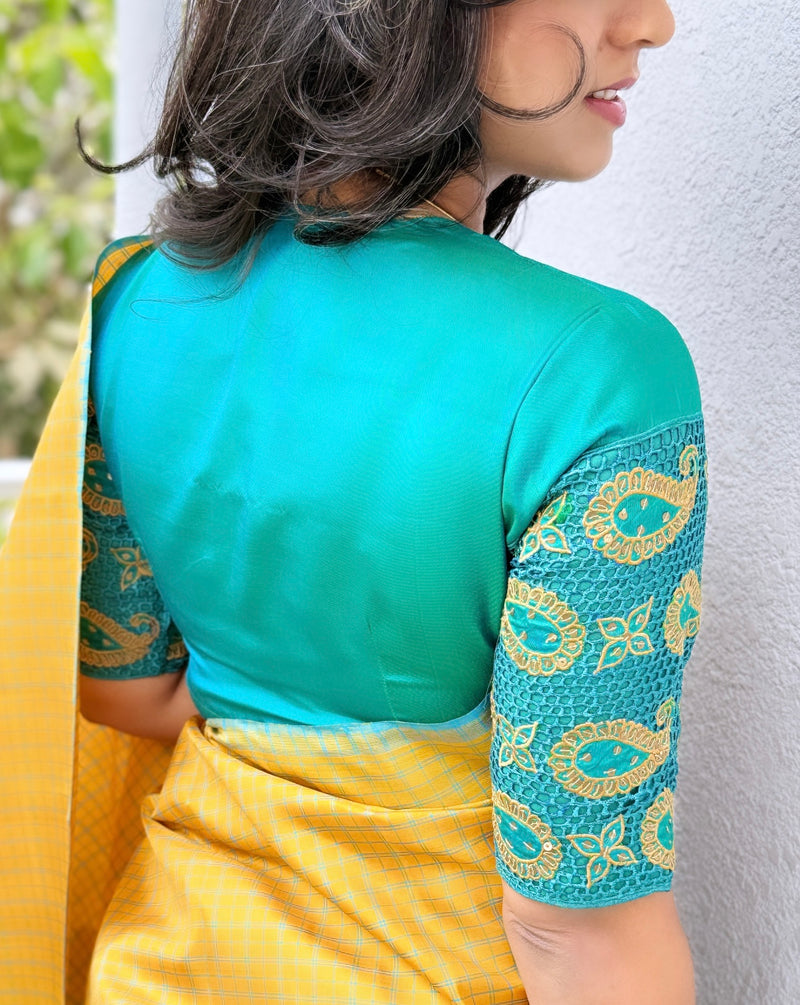 BL-X06031 Blue Kanchi Cutwork