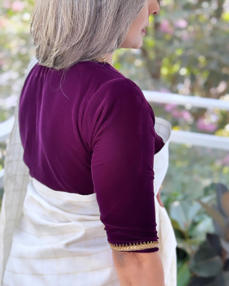 BL-X01985 Plum Velvet Blouse