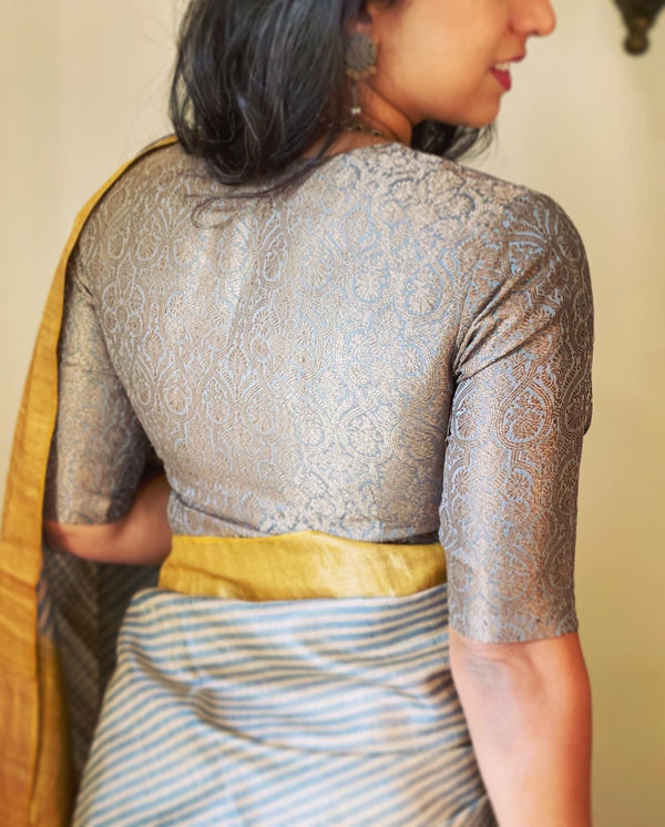 EE-W06779 Tussar Stripe Sari