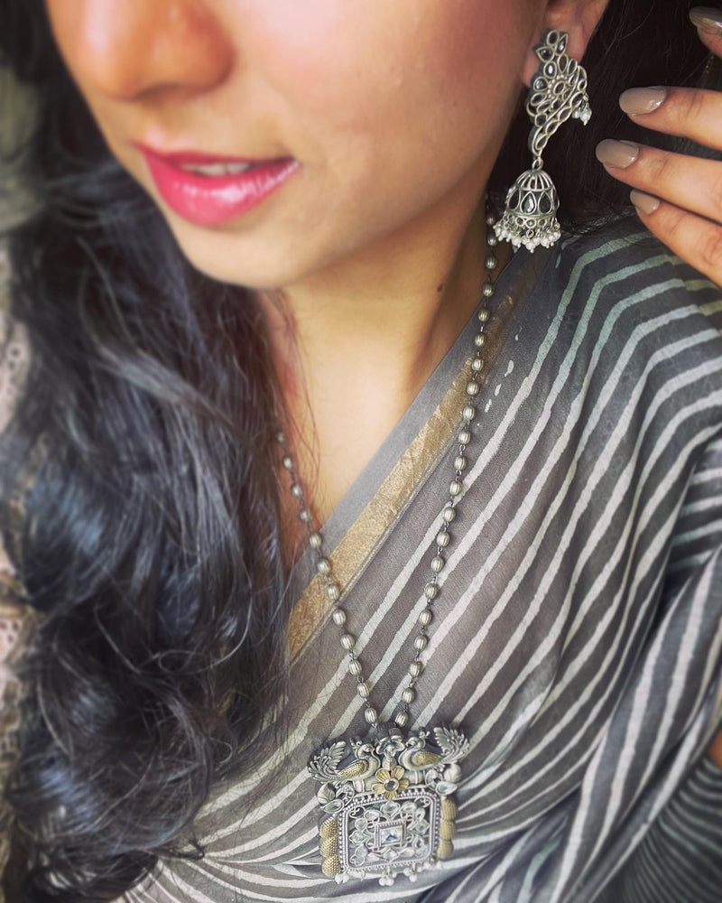EE-W07341 Grey Chanderi Saree