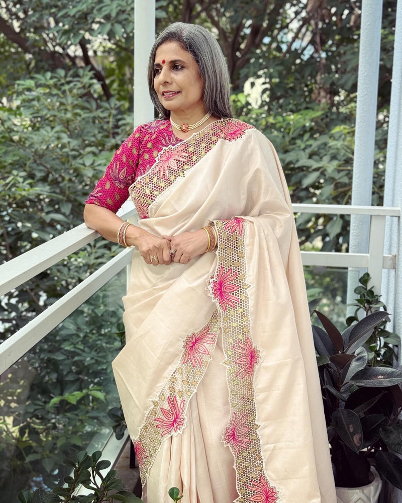 EE-W11506 Cream floral cutwork