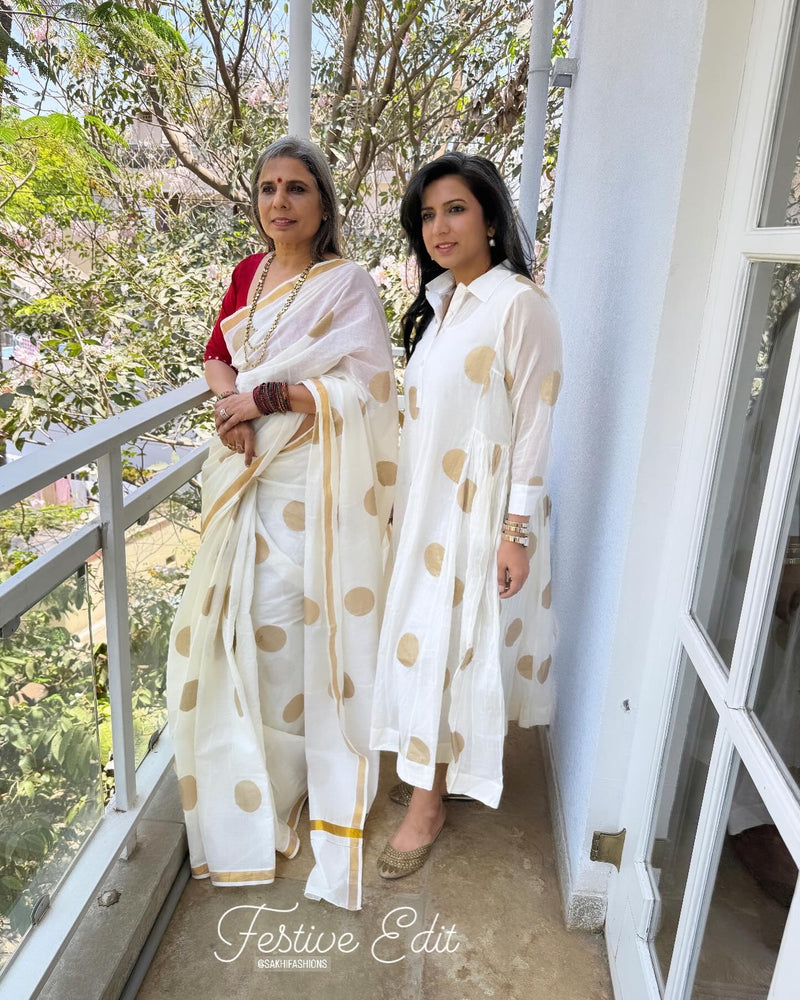 EE-W18729 Cotton Polka Sari