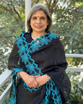 EE-W14790 Black Blue Organza Sari