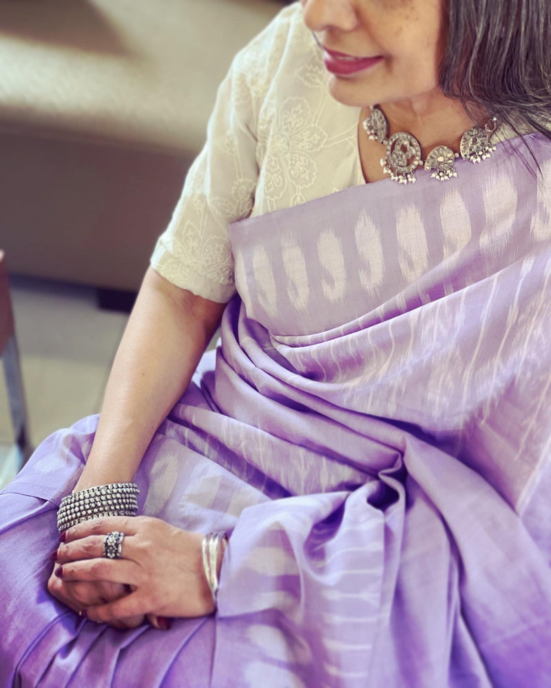 EE-W05786 Lilac Ikat Saree