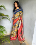 EE-V04211 Vidharbha Tusaar Kalamkari sari
