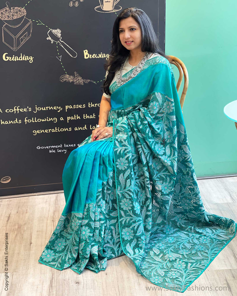 EE-V14205 Blue Kanchi Cutwork
