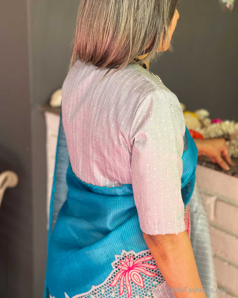 BL-V11757 Grey Tussar Blouse