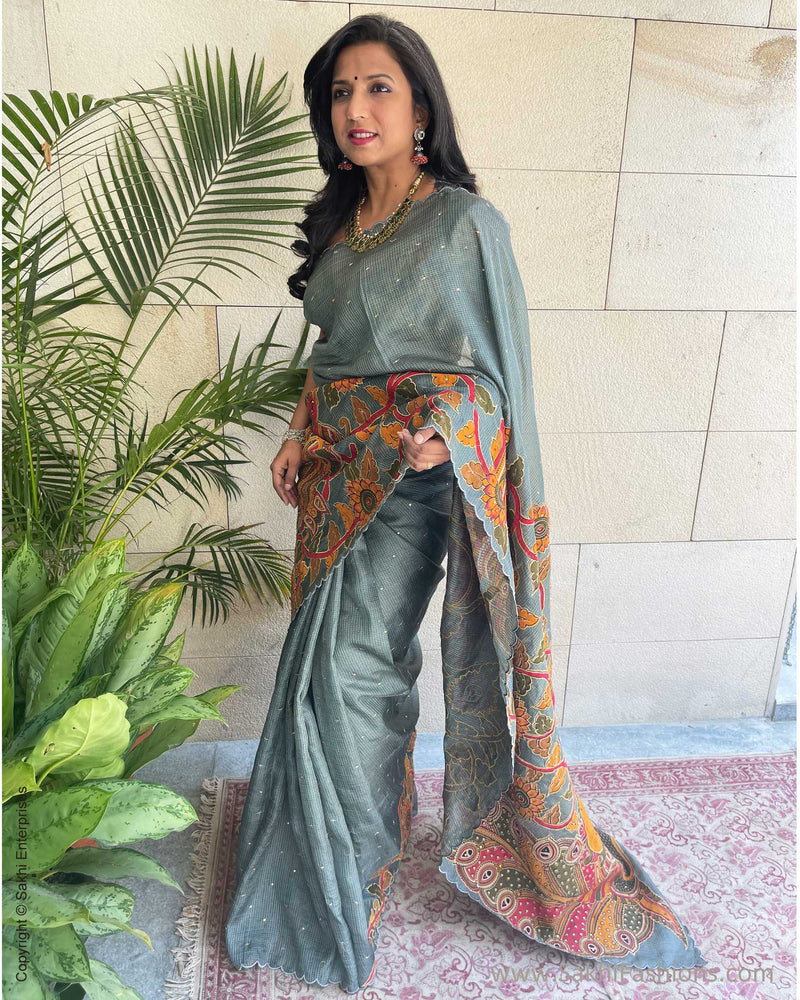 EE-V19623 Kalamkari Tussar Saree
