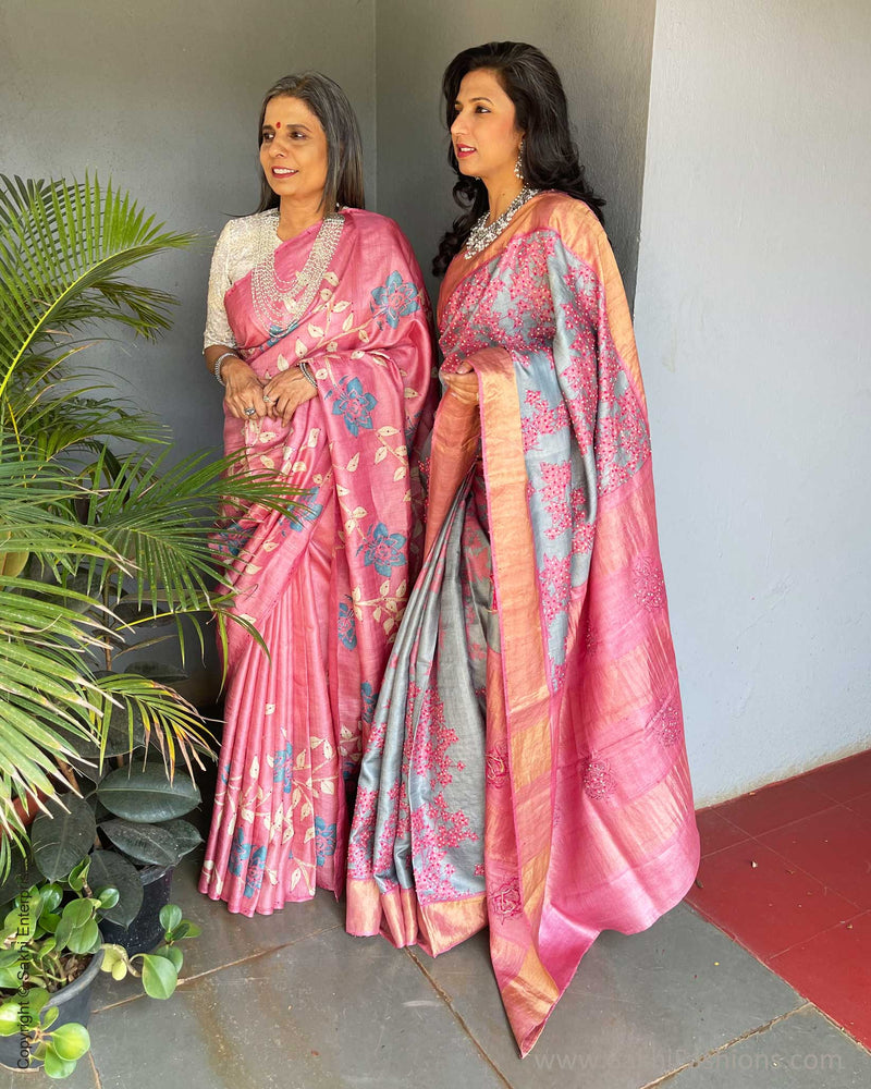 EE-V18658 Grey Tussar Sari