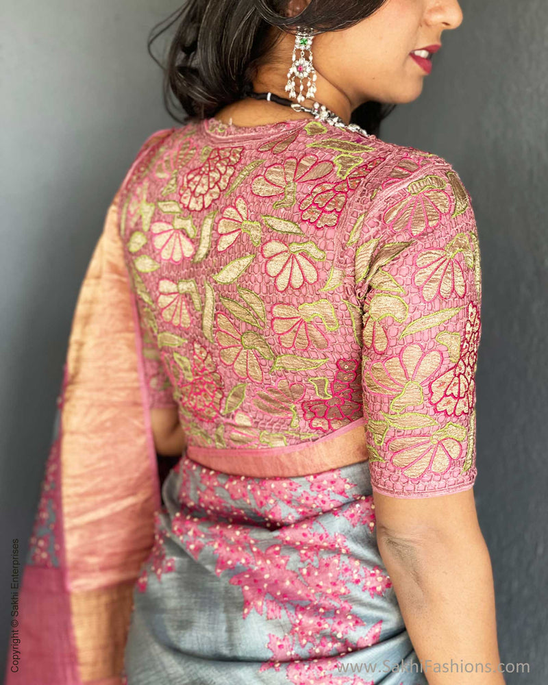 EE-V18658 Grey Tussar Sari