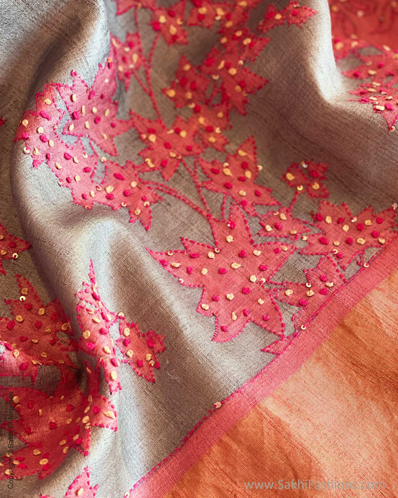 EE-V18658 Grey Tussar Sari