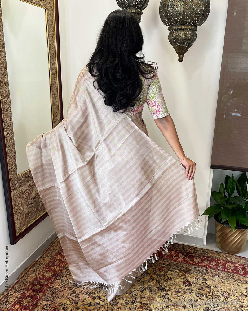 EE-W00867 Silver Pink Tissue Chanderi