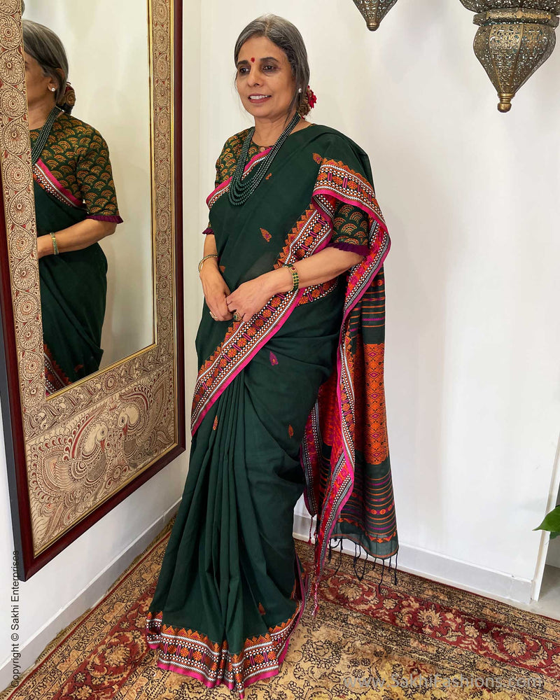 EE-V06860 Green Cotton Saree