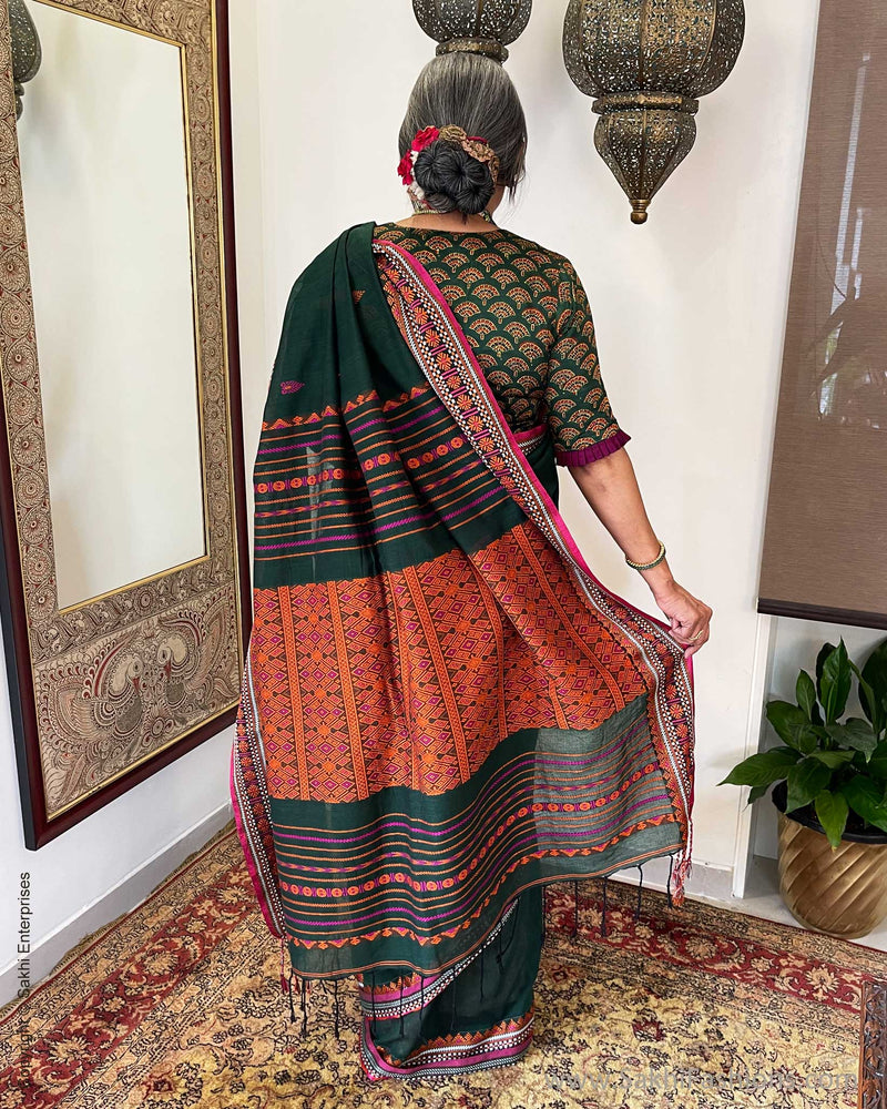 EE-V06860 Green Cotton Saree