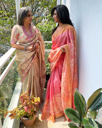 EE-V13710 Pink Tussar Silk Batik