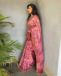 EE-V16414 Pink Cotton Floral saree
