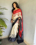 EE-V18687 Tussar Silk Cutwork saree