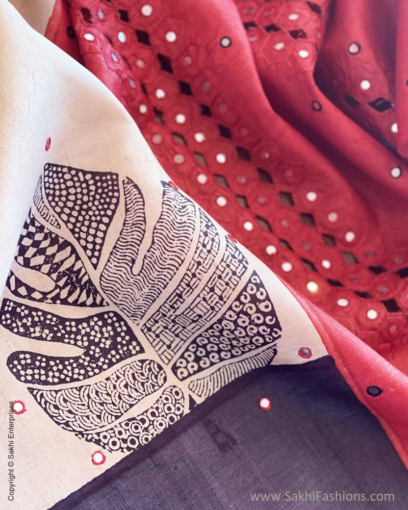 EE-V18687 Tussar Silk Cutwork saree