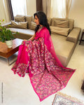 EE-V21234 Pink Organza Sari