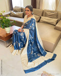 EE-W01417 Blue Tussar Saree