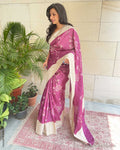 EE-W01416 BurgundyTussar Saree