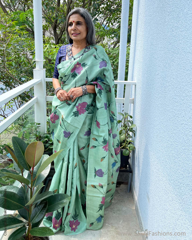 EE-W00507 Handpainted Tussar Sari