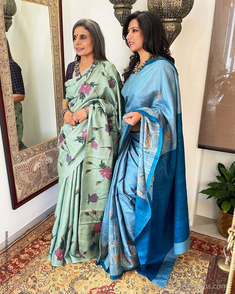 EE-W00507 Handpainted Tussar Sari
