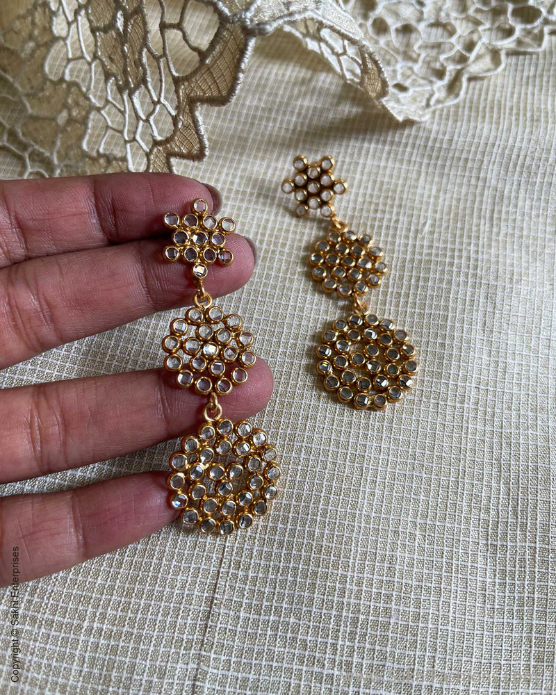 ASDQ-17331 SIlver Gold Earrings
