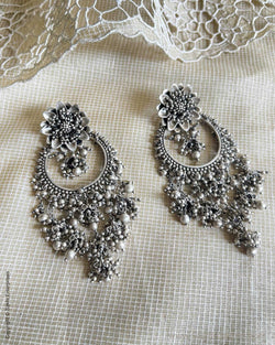 ASDQ-17382 - Silver &  Pure Silver Earrings