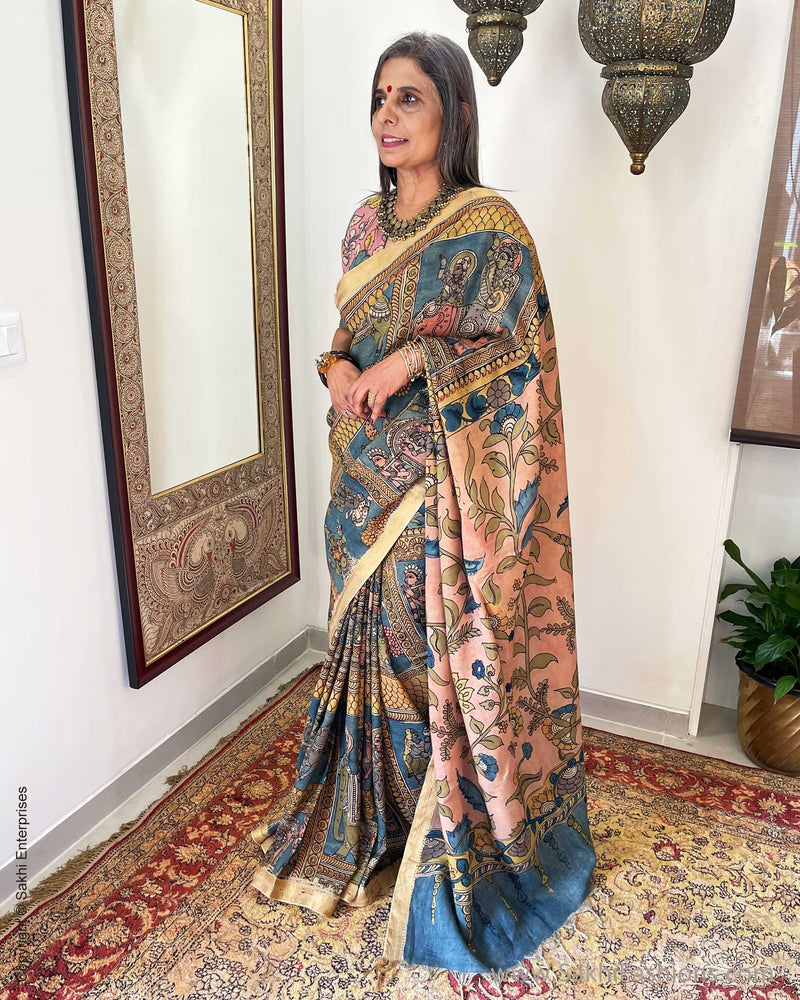 EE-V02544 Kalamkari silk sari