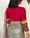 BL-V18853 Red Ikat Cotton RBlouse