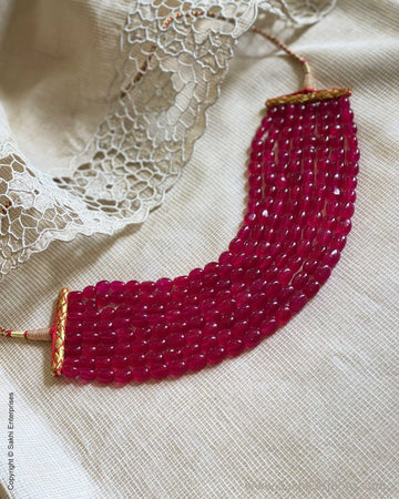 AJ-W03201 Ruby Bead Choker
