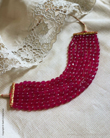 AJ-W03201 Ruby Bead Choker