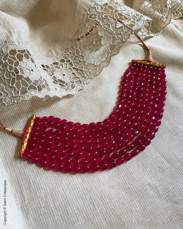 AJ-W03201 Ruby Bead Choker