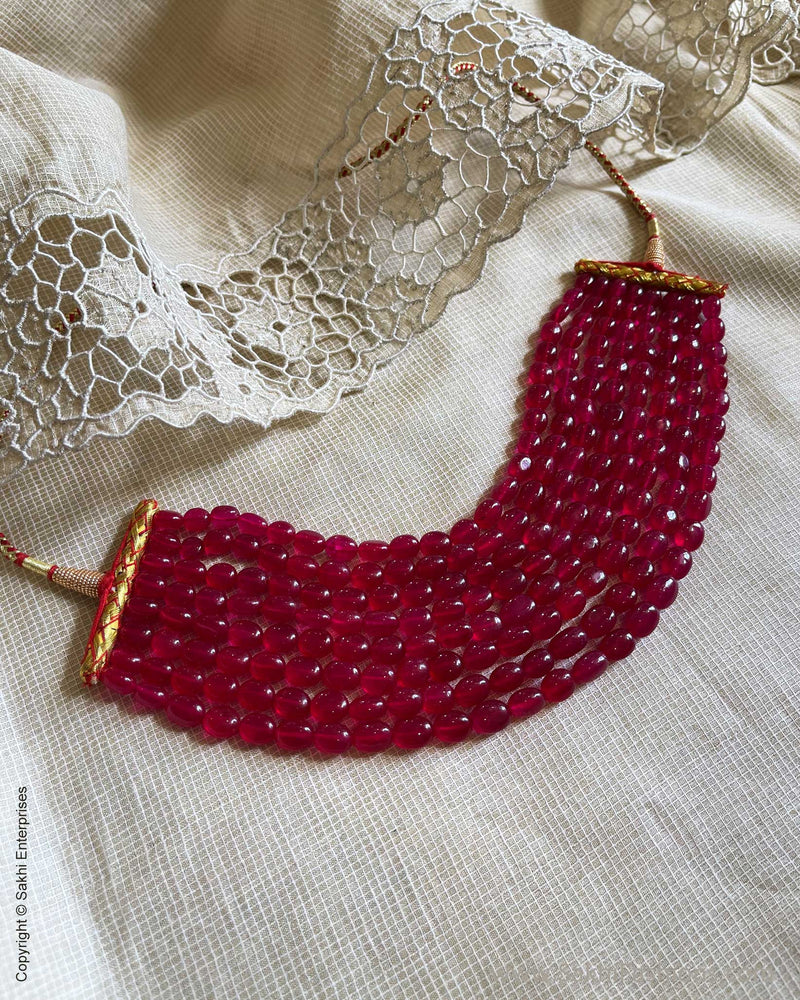 AJ-W03201 Ruby Bead Choker