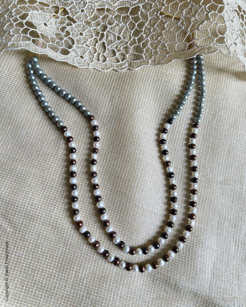 AJ-W04842 White & Brown Pearls