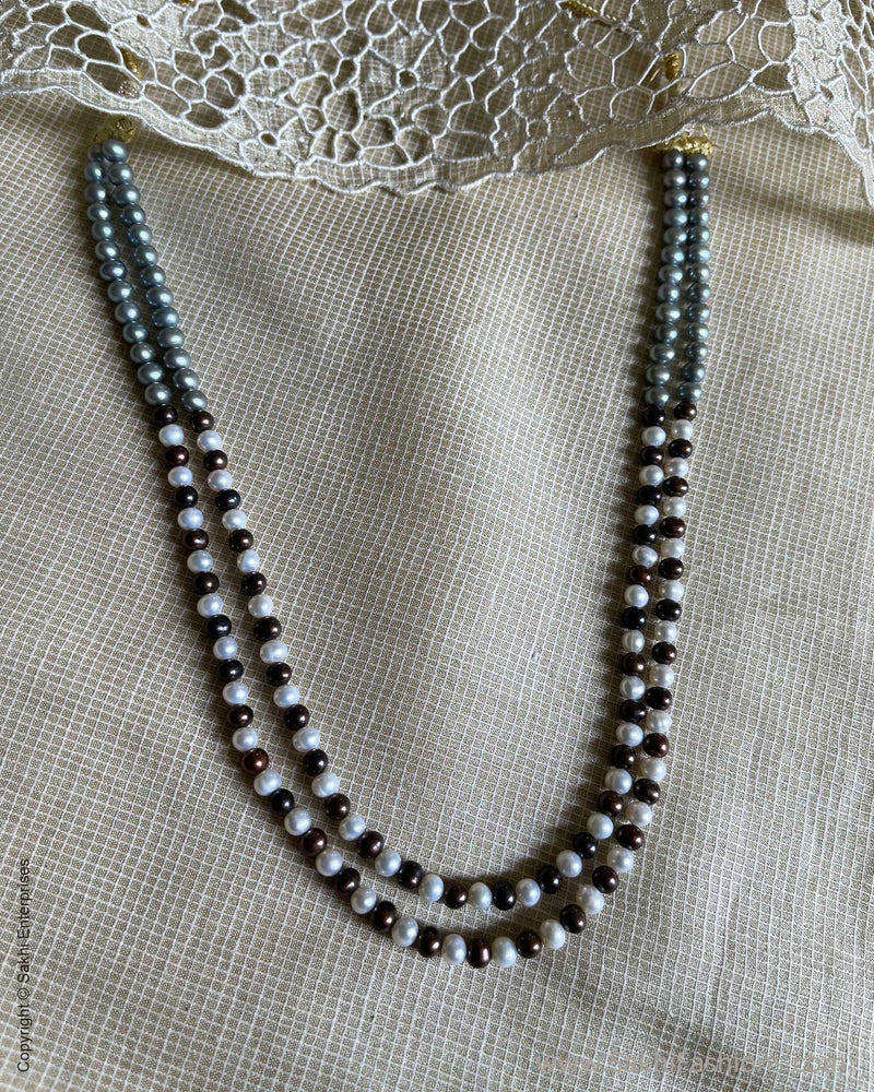 AJ-W04842 White & Brown Pearls