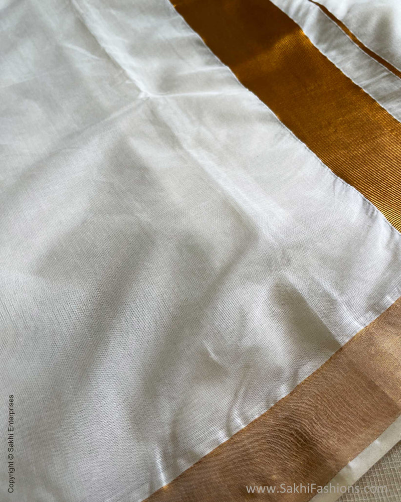 DP-W00293 Cream & Gold Kasavu Sari