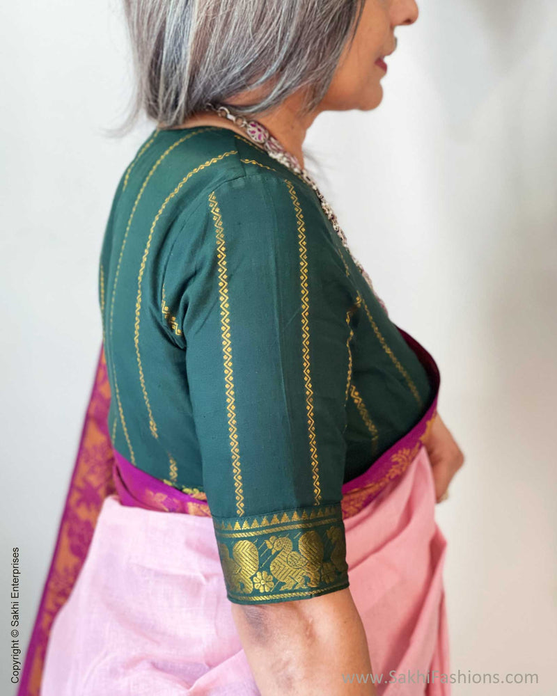 BL-W09755 Green Madurai Cotton Blouse