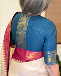 BL-W11078 Blue Madurai Cotton Blouse