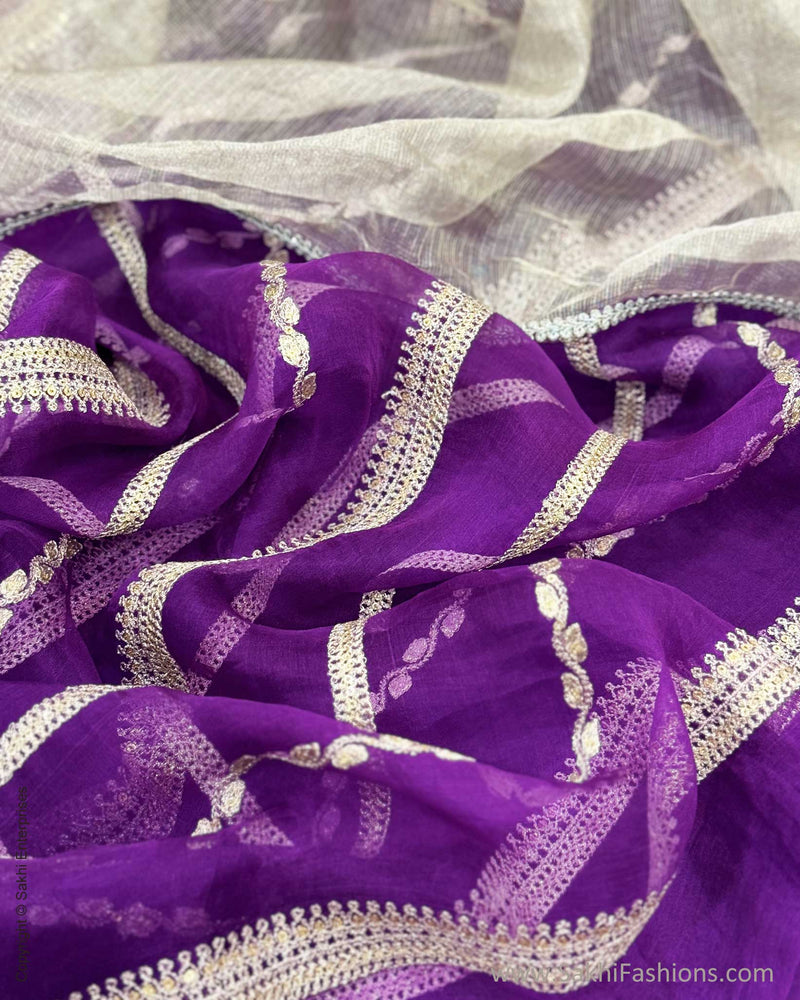 EE-V18006 Plum Organza Saree
