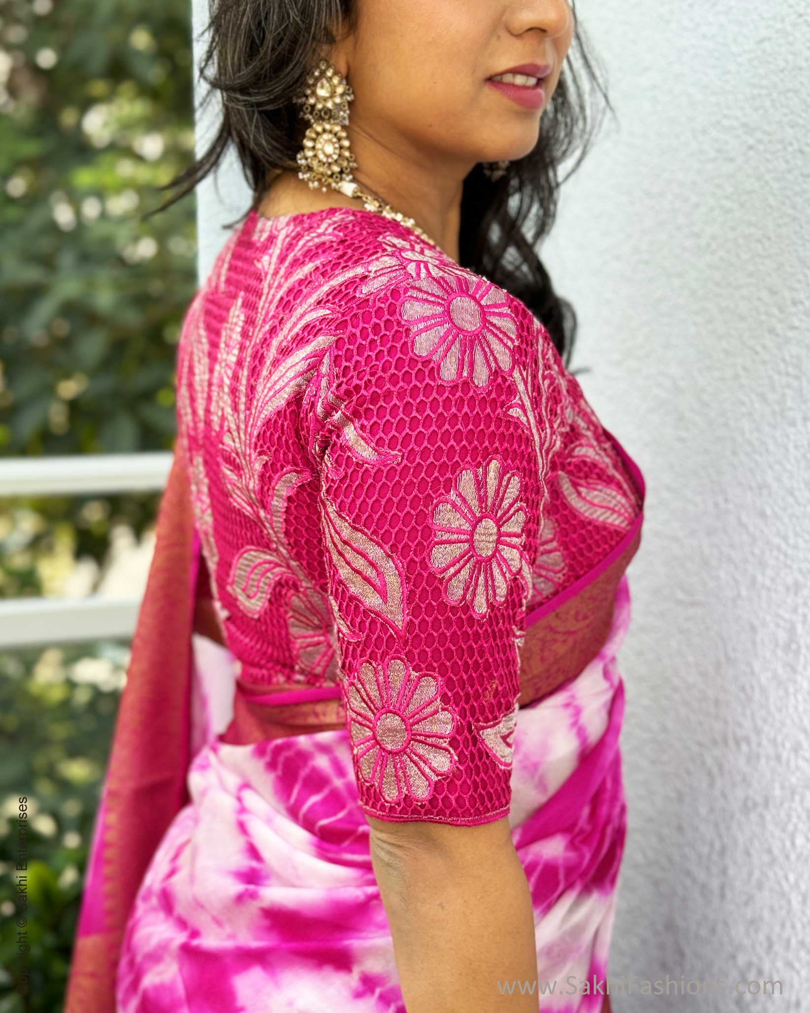 Milano Cutwork Pure Silk Shirt-Bust 42