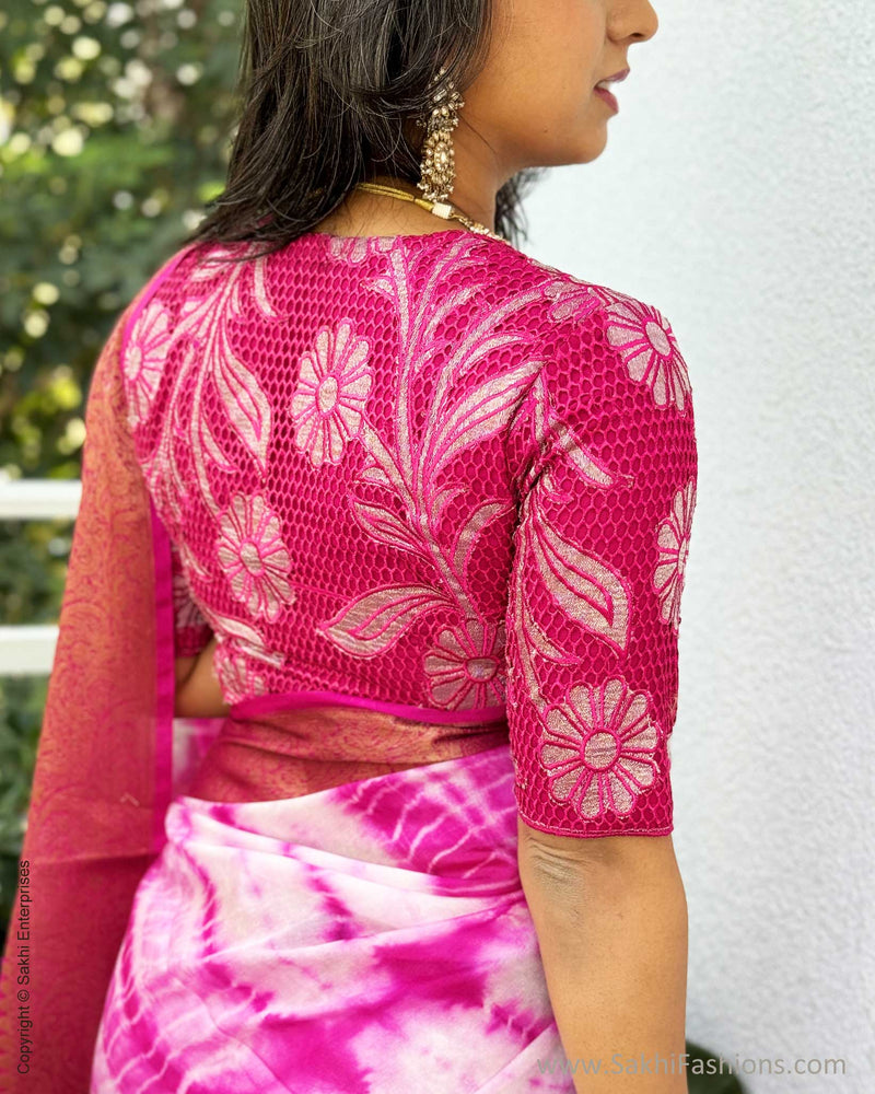 EE-W11584 Pink Tie-Dye saree